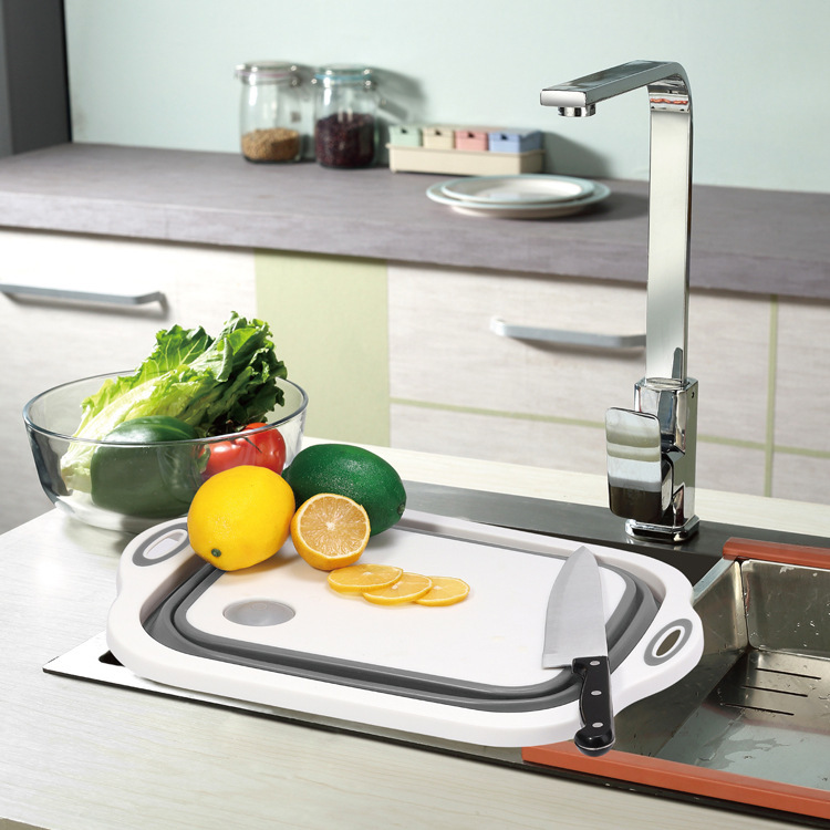 Plastic folding cutting board, draining vegetable basket, cutting board, multi-purpose, can drain water, foldable, wash and cut vegetables, integrated washing basin pic 15