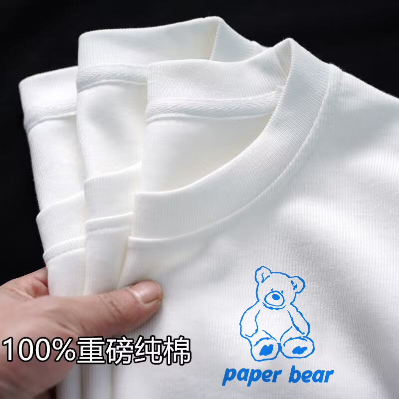 t恤女装短袖夏季小众印花正肩圆领简约品质重磅不透纯棉白色上衣详情21