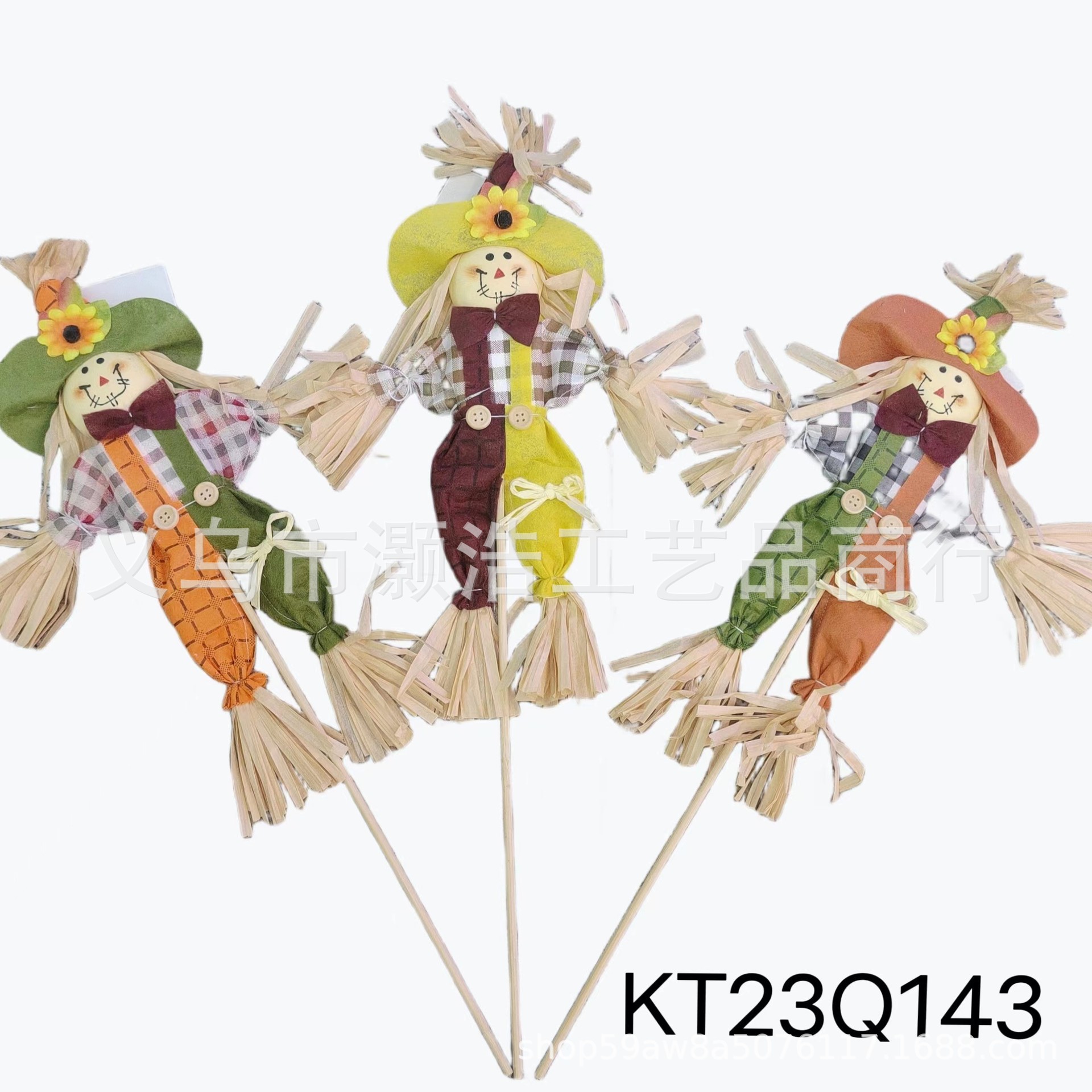 源头厂家供应丰收节稻草人工艺品批发男孩女孩插枝65CM长节日特色详情7