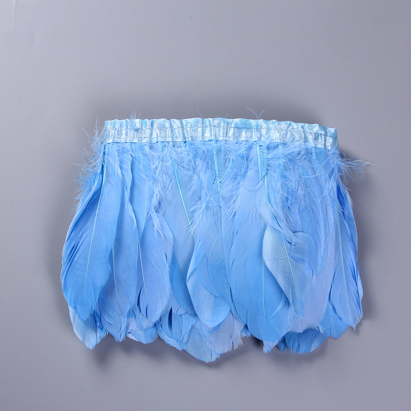 Wholesale from the manufacturer of large goose feather fabric with feather lamps, clothing accessories, DIY handicrafts, decorative colorful feather fabric edges pic 23