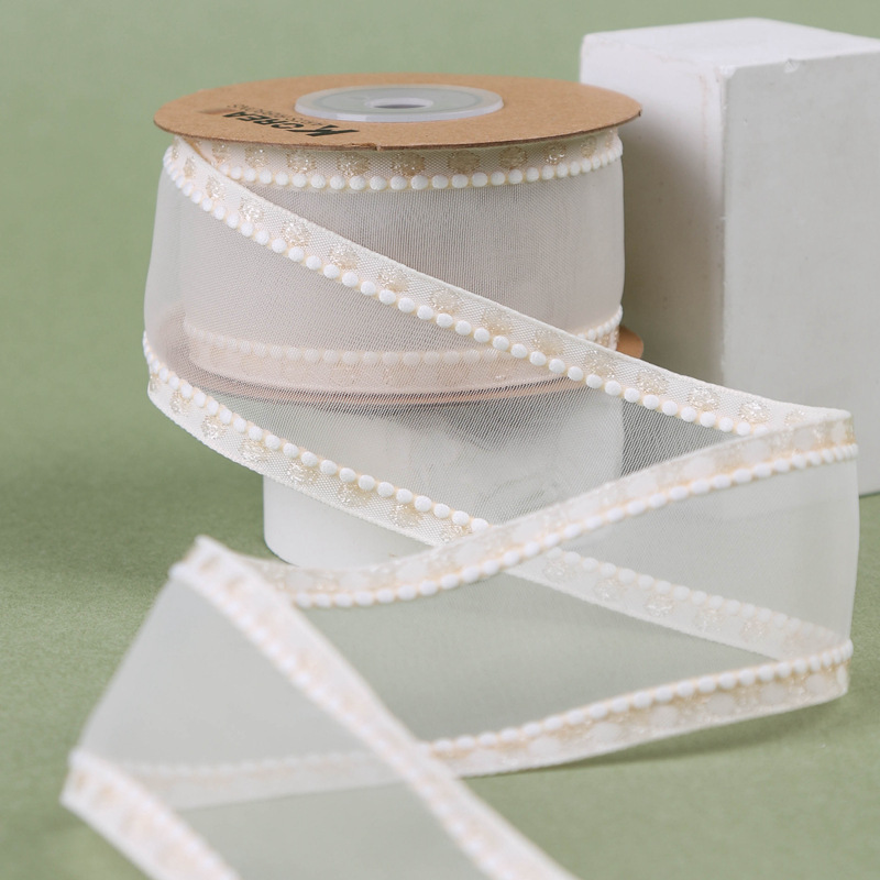 Wide-brimmed white thread snow gauze ribbons, hair accessories, gifts, fresh flowers, shoes, straw hats, butterfly decorations, scallion dots, thick-brimmed ribbons pic 11