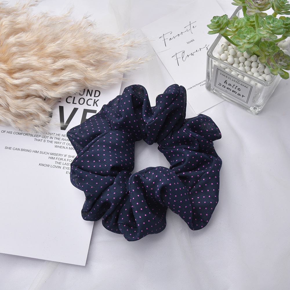 Fresh and sweet large intestine hair band, versatile and simple solid color polka dot hair accessory, forest-style ins hair accessory wholesale pic 7