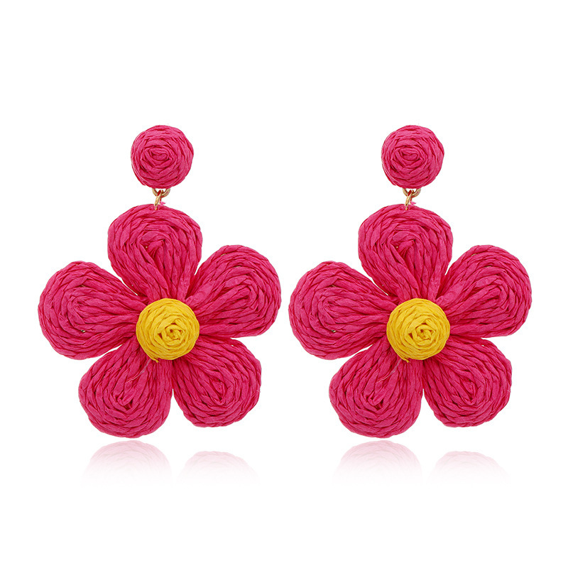 New cross-border earrings from Europe and America: Barbie pink best-selling set, rose red geometric versatile summer earrings for women with a vacation style pic 33
