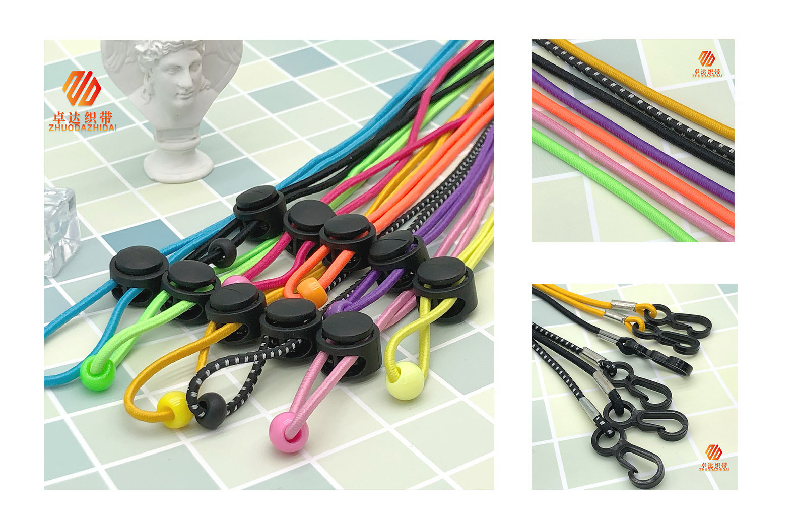 The manufacturer has in stock colored masks, lanyards, windshields, windbreakers, drawstrings, mushroom buckles, adjustable elastic bands and high-elasticity rubber bands pic 15
