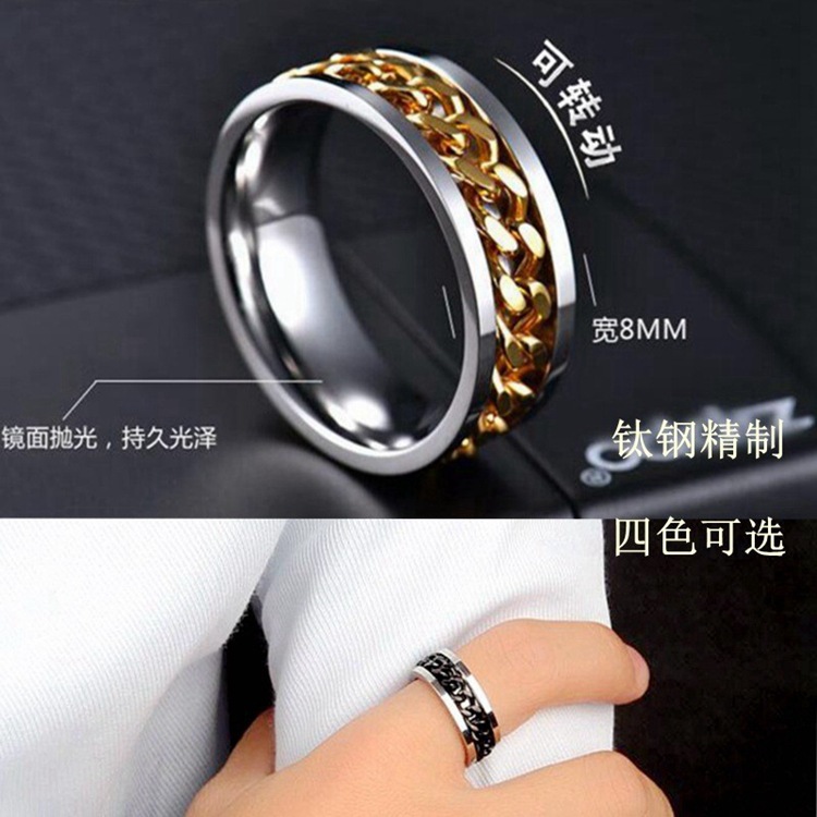 Cross-border Amazon bestseller titanium steel rotating ring, star and moon stress-relieving and anti-anxiety ring, European and American accessories/Chinese trend products pic 10