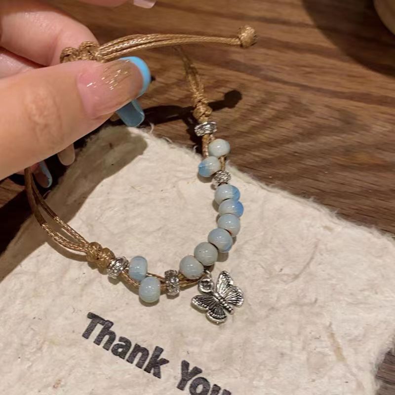 新中式复古民族风编织陶瓷蝴蝶手链女国风元素文艺手绳百搭饰品潮详情12