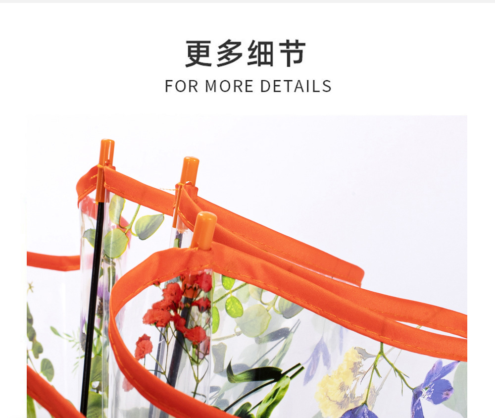 Wholesale of RST new transparent umbrella straps with patterns of auspicious flowers, adult plastic umbrellas, automatic opening, color printing umbrellas pic 19