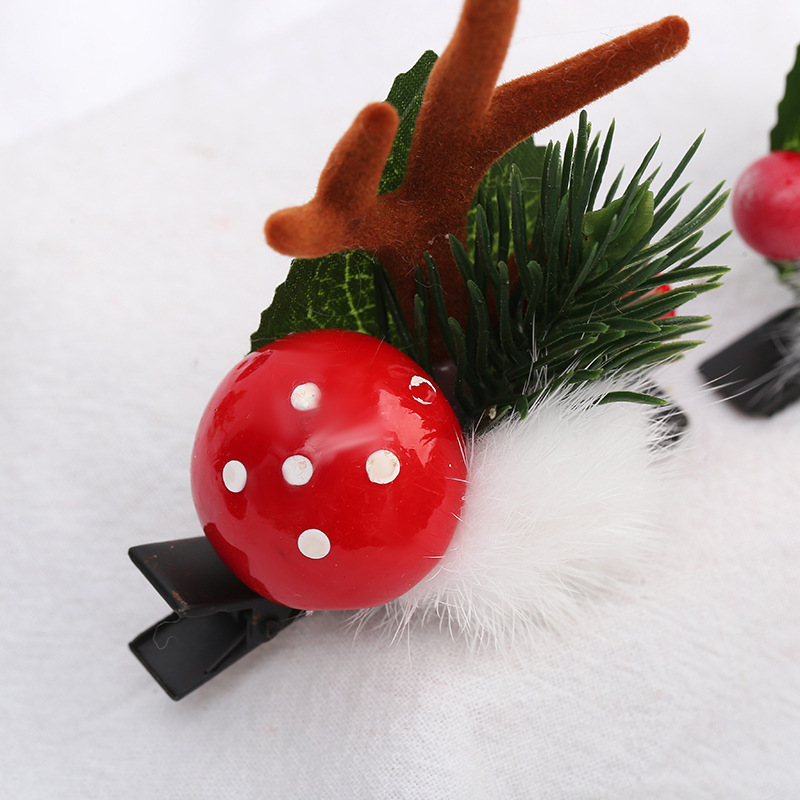 New Christmas style deer antler hairpins, simulated deer ears, berries, pinecones, elk headwear, adult and children duckbill clips pic 9