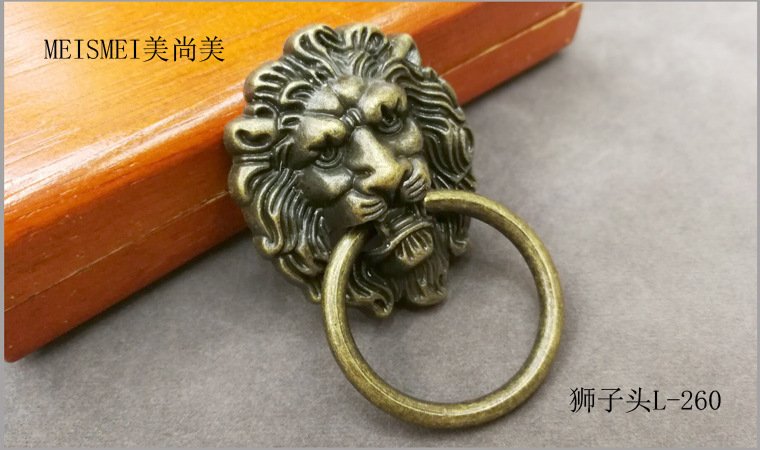 Decorative door knocker with animal head, old-fashioned animal head, retro lion head door knocker, blue and red ancient copper handle, Chinese qilin from the Ming and Qing dynasties pic 8