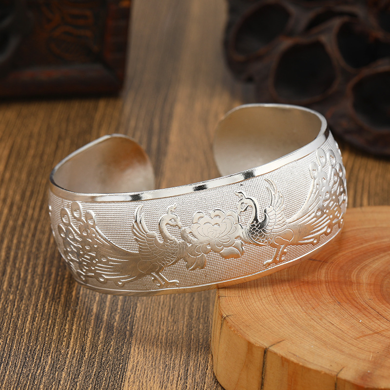 Retro ethnic style Miao silver bracelet, personalized wide opening bracelet, new Chinese style ancient style Guizhou handmade silver jewelry bracelet for children pic 14