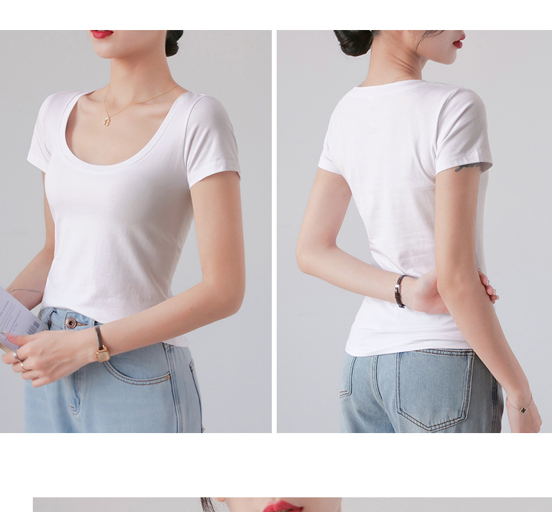 白色修身圆领纯棉短袖t恤女夏季2025新款内搭打底衫显瘦紧身上衣详情7