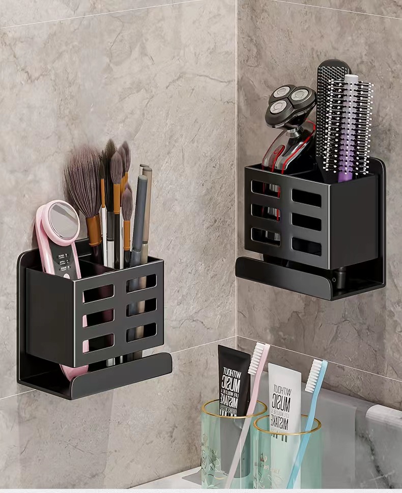 浴室梳子置物架卫生间免打孔壁挂厕所化妆品刮胡刀牙刷牙膏收纳筒详情2