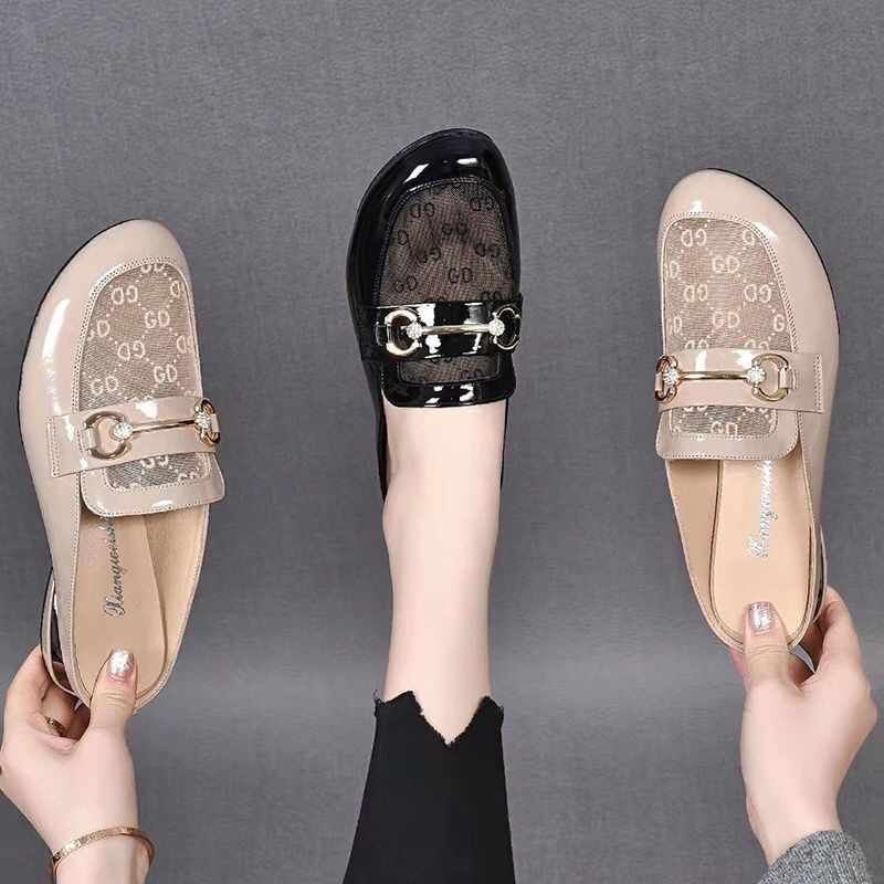 【爆款】2024夏季新款低跟凉拖鞋女外穿时尚透气粗跟尖头英伦女鞋详情7