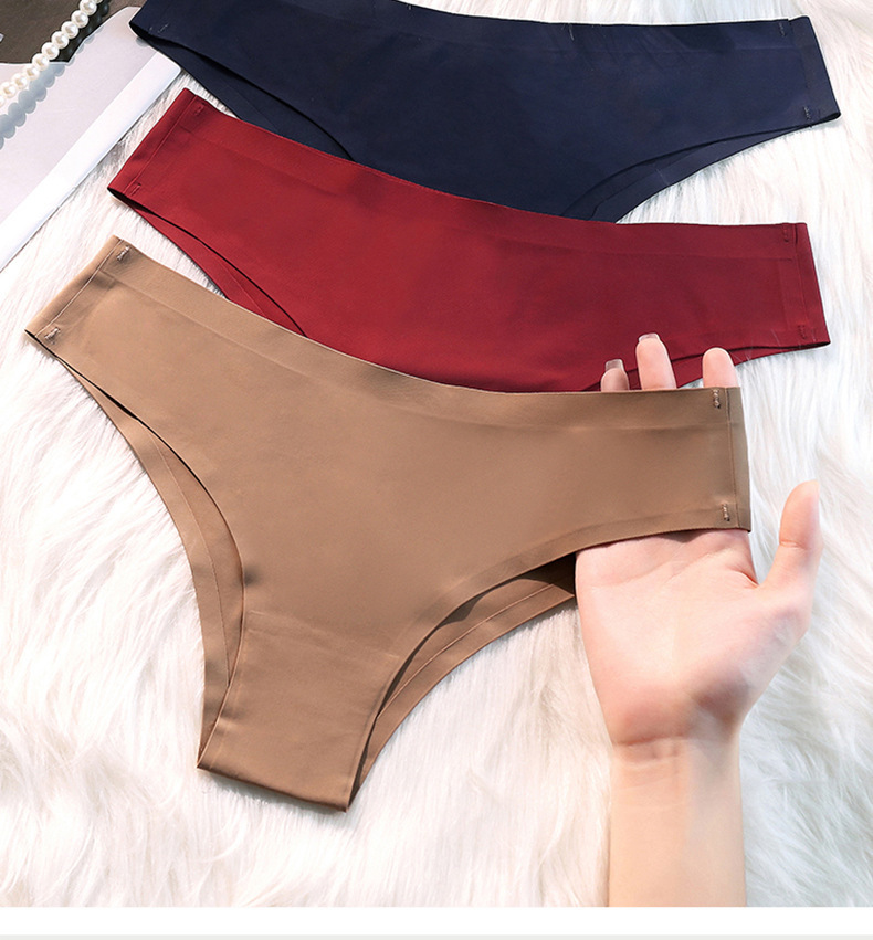 丁字裤女士冰丝无痕一片式中腰裸感舒适无痕透气性感冰丝女士内裤详情13