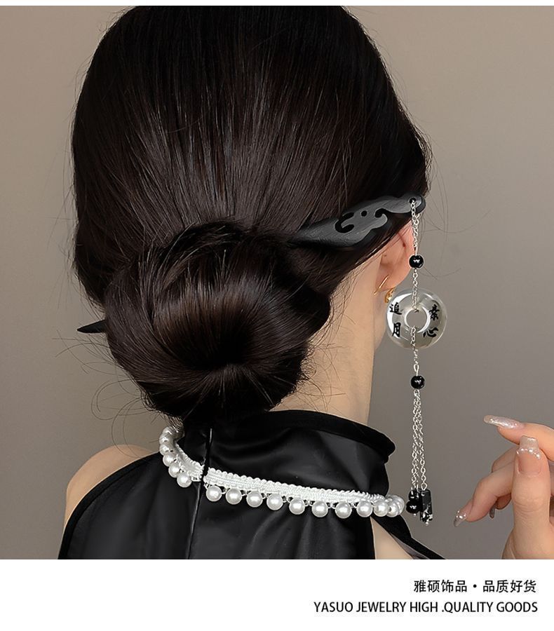 古风黑檀木发簪女新中式高级感后脑勺盘发簪子汉服发钗马面裙头饰详情6