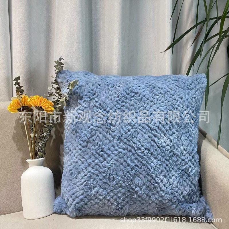 New plush sofa pillowcase, solid color simple wavy short fur pillow cover, yellow pillowcase wholesale pic 19