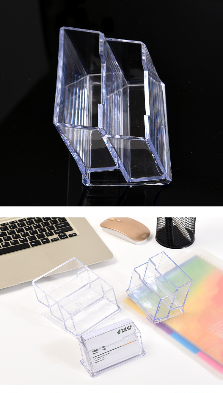 Transparent plastic business card holder, exhibition business desktop business card box, simple and transparent single-layer, double-layer and triple-layer business card stand pic 13