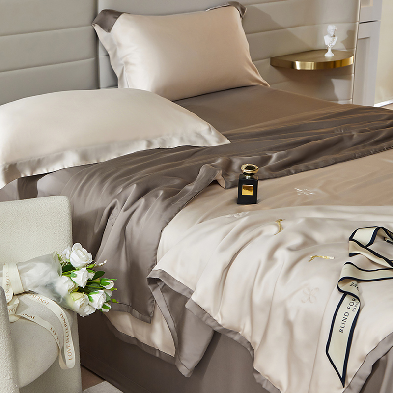 高端120支天丝夏凉被四件套夏季薄被子可水洗冰丝夏被真丝空调被.详情5