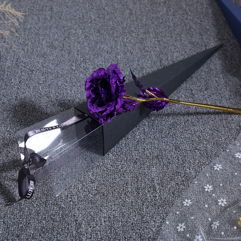 24K金箔玫瑰花 圣诞节仿真金玫瑰带礼盒 创意活动赠品批发详情16