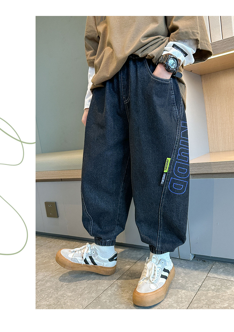 童装男童秋装裤子春秋款2023新款儿童牛仔裤秋季中大童休闲长裤潮详情14