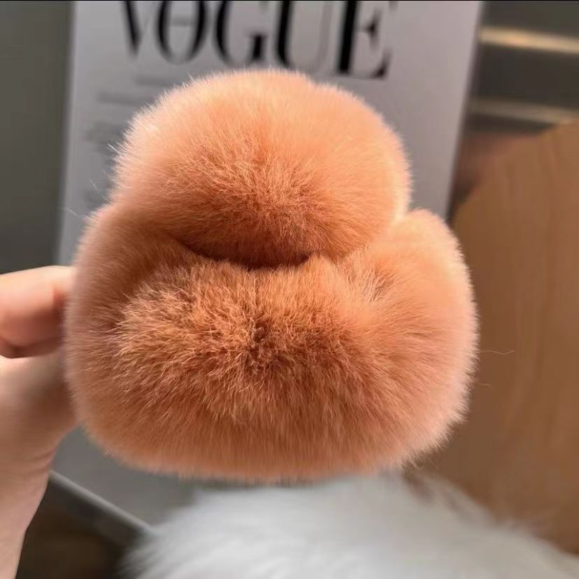 Korean square rex rabbit hair clip, back head ponytail bun hair clamp, large plush shark, factory direct sales pic 5