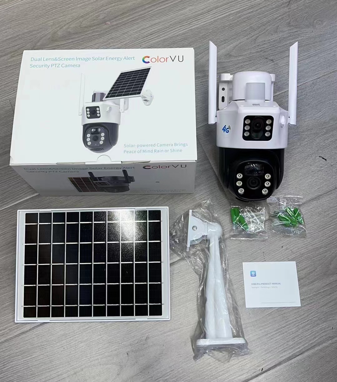 V380 solarcctv camera for home mobile phone remote dual-lens outdoor 4g solar monitoring pic 24