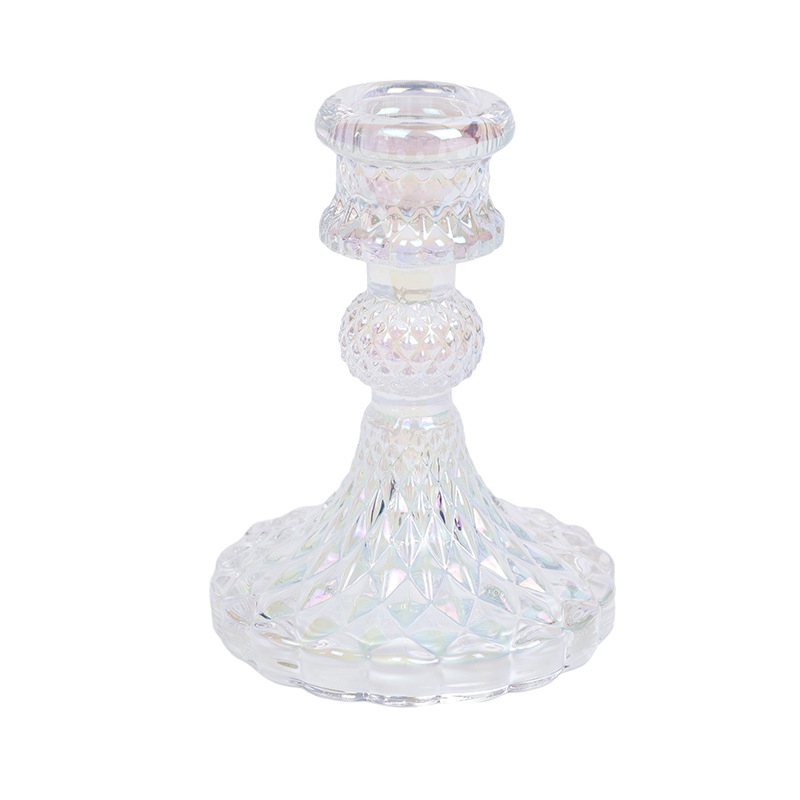 Creative home minimalist ins glass candlestick, home candle base, dining table candle stand pic 2