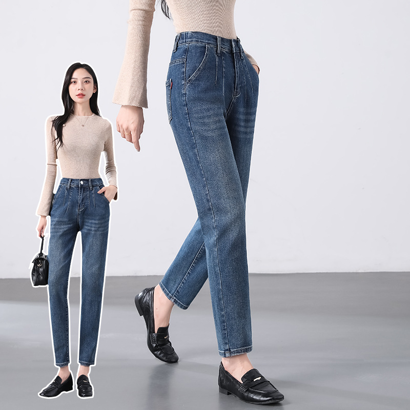 Spicy Girl jeans for autumn girls, high-waisted and slimming 2024 autumn/winter new style, versatile and stylish, loose straight-leg long pants pic 5
