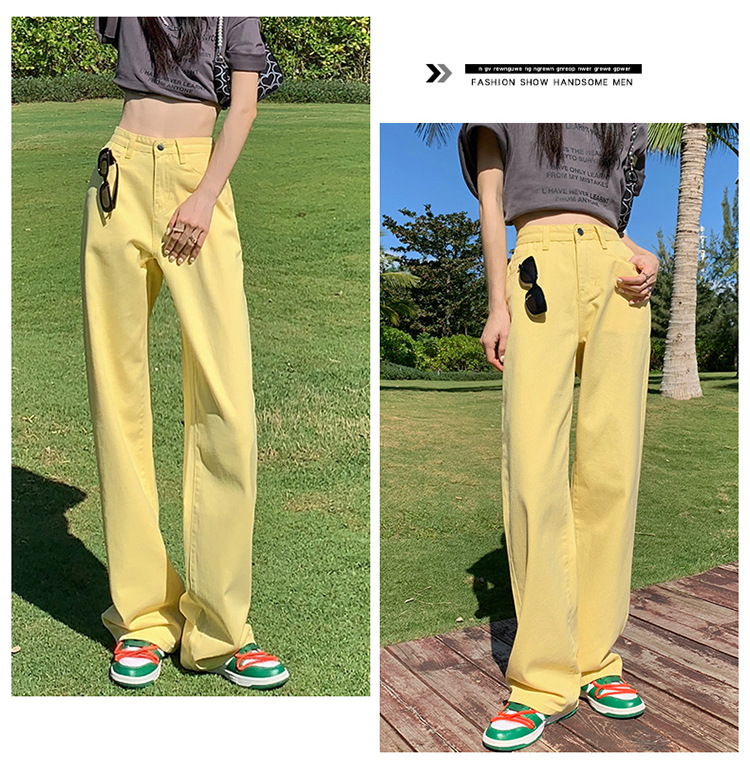 白色牛仔裤女2024年春夏高腰显瘦窄版直筒阔腿裤垂感宽松女拖地裤详情20