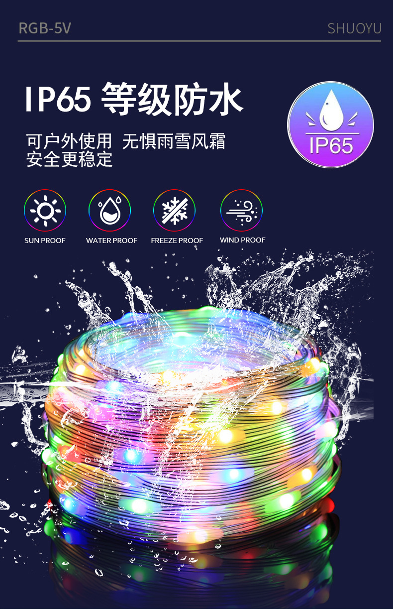 跨境智能点控LED灯饰RGB幻彩皮线灯星星灯串装饰氛围灯仙女串串灯详情6