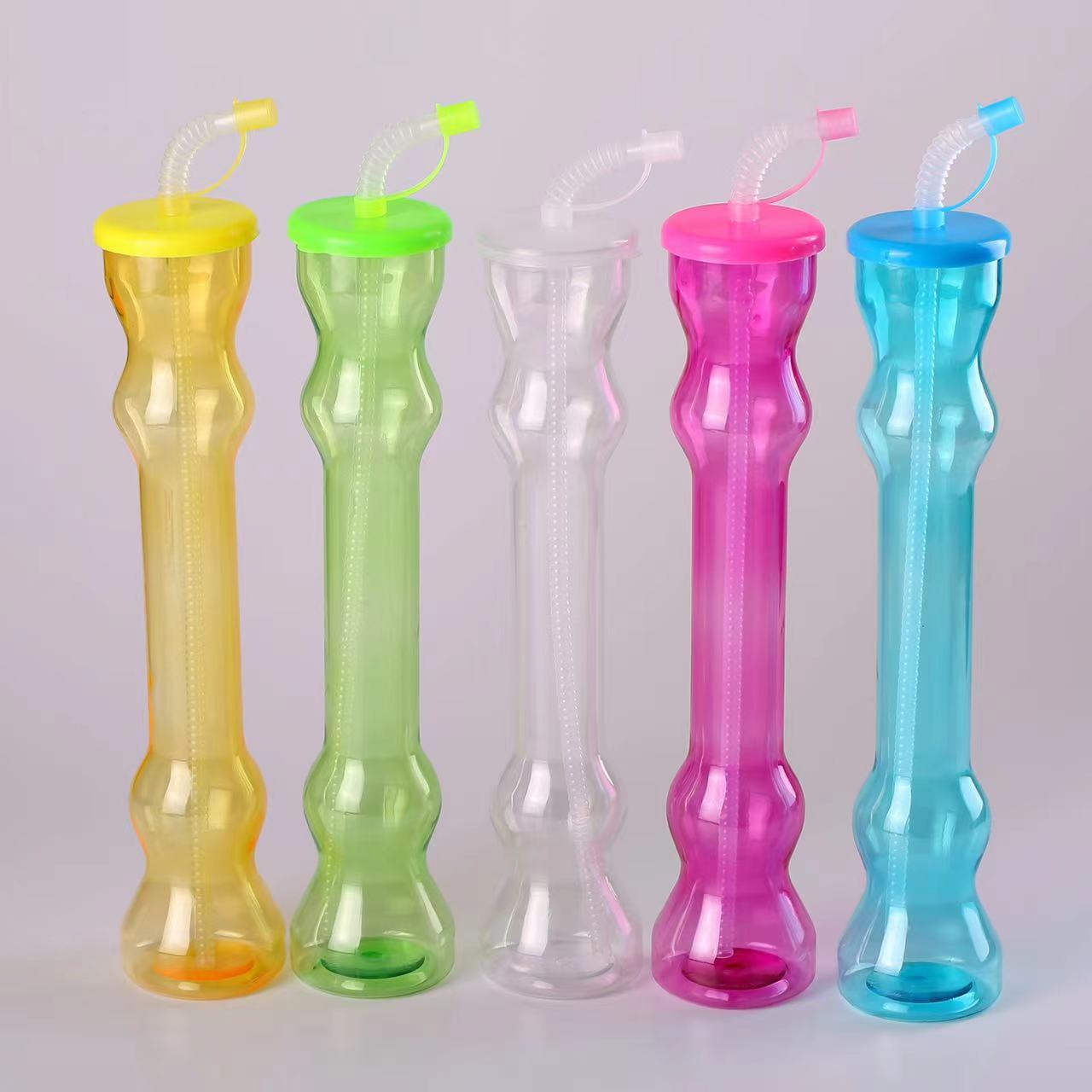 厂家直购批发大哑铃600ML一次性吸管葫芦杯狗骨头吸塑杯可印LOGO详情3