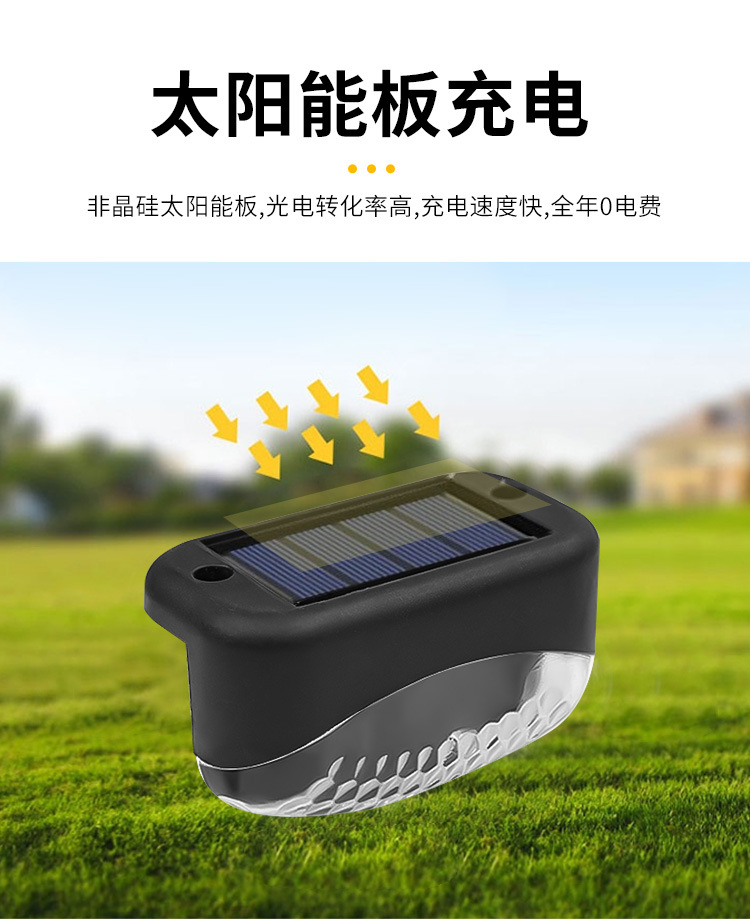 Cross-border outdoor courtyard staircase wall lamps, LED guiding step lights, transparent covers, waterproof lighting, solar step lights pic 9