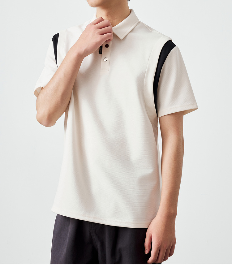 墨麦客250g横纹肌理短袖polo衫男2025夏新款简约撞色男士t恤71245详情27