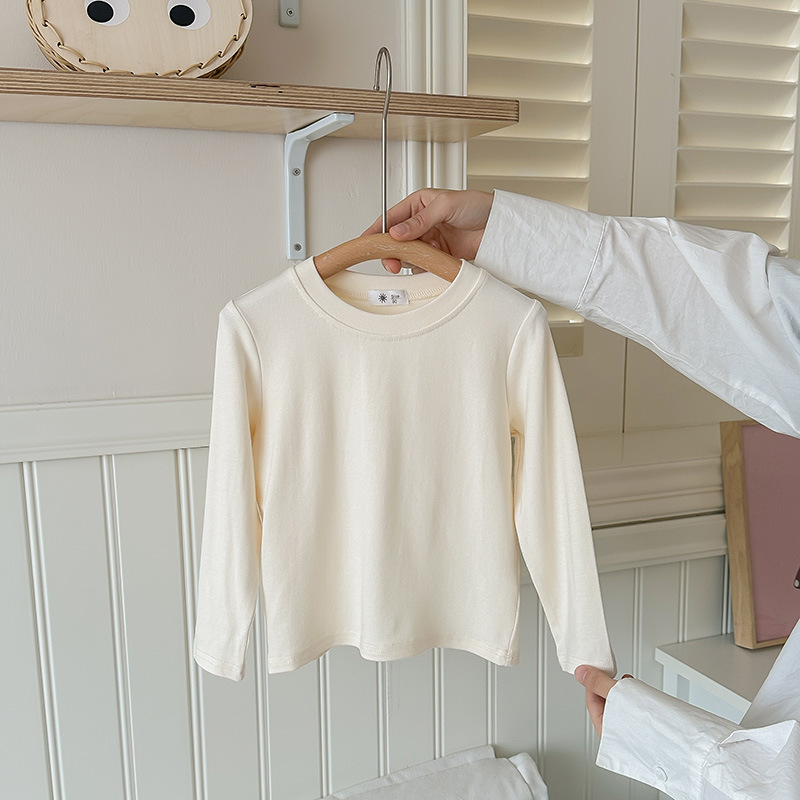 A white long-sleeved loose T-shirt for children, a cute base layer, top and mask T-shirt for boys, girls and babies in spring and autumn pic 22