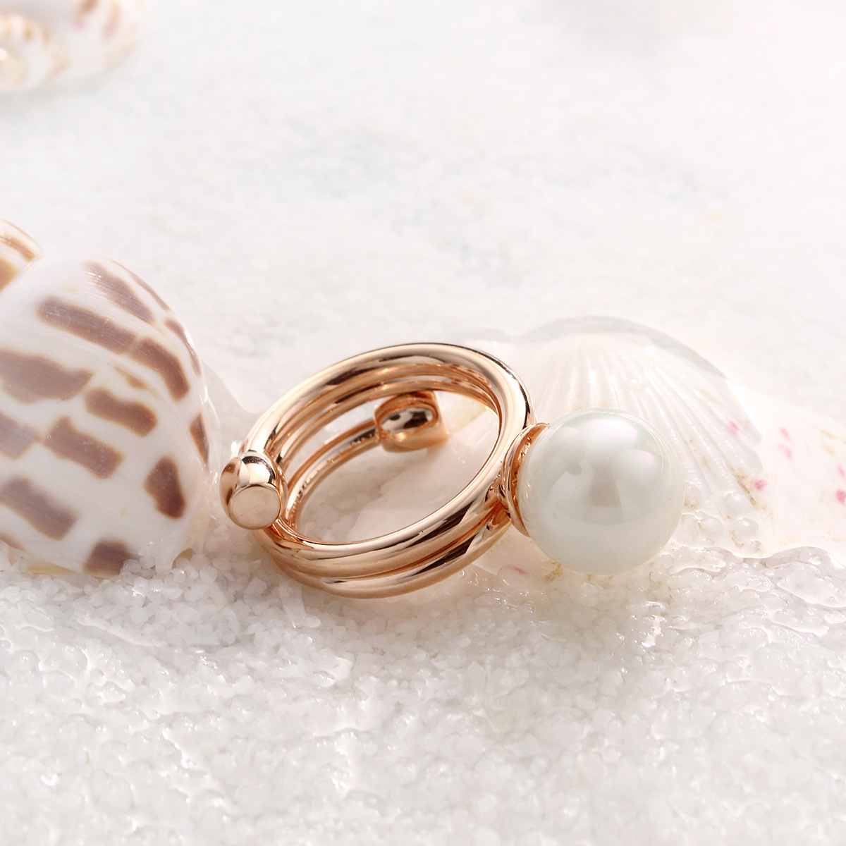 韩版简约戒指丝巾扣纯铜镀金气质大方高端珍珠配饰丝巾装饰详情3