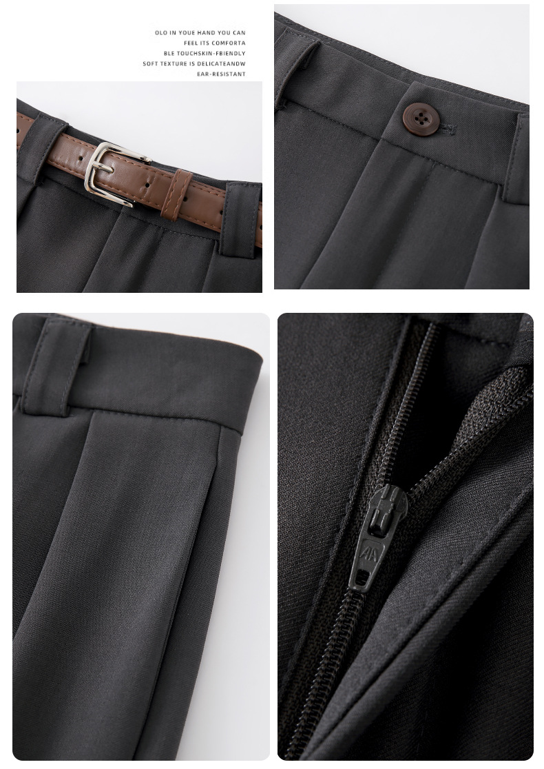 白色西装裤女夏薄宽松小个子直筒坠感休闲裤子高品质窄版阔腿长裤详情14