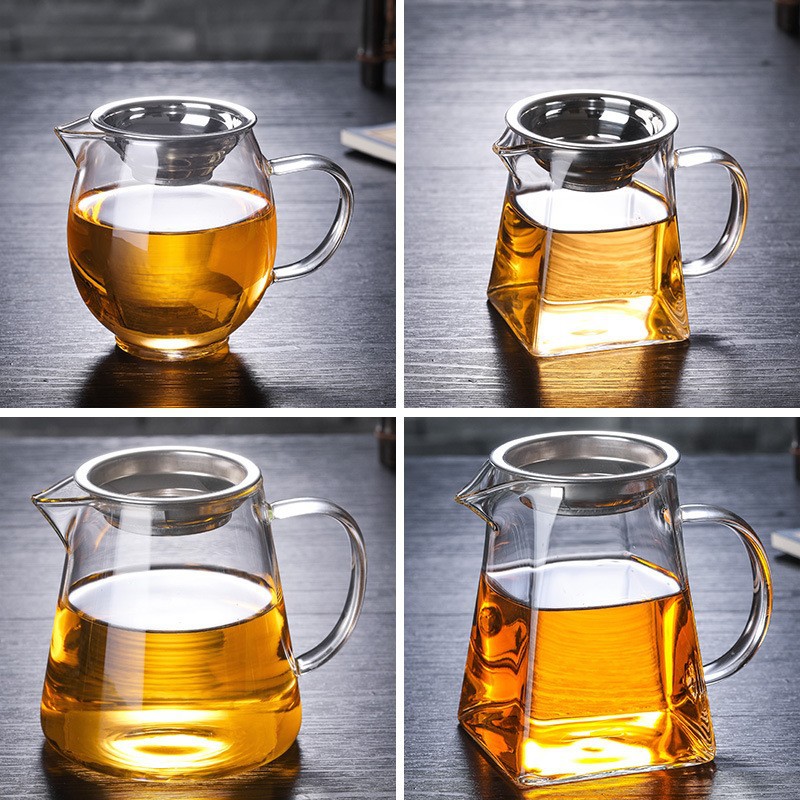 四方玻璃茶壶批发玻璃泡茶壶耐高温加厚公道杯不锈钢过滤茶具套装详情4