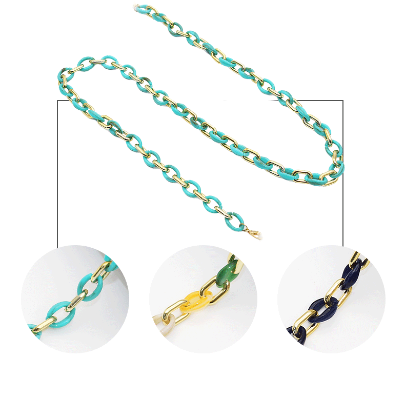 New acrylic eyeglass chain, simple and fashionable metal ring buckle, hanging rope chain, mask chain, dual-purpose color hanging chain pic 3
