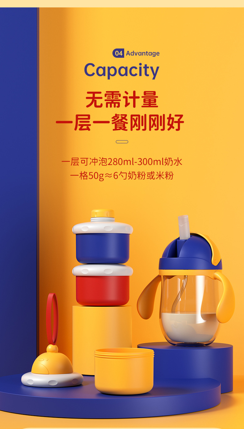 厂家直供 婴儿奶粉盒独立分层奶粉格便捷三层奶粉储存盒详情7
