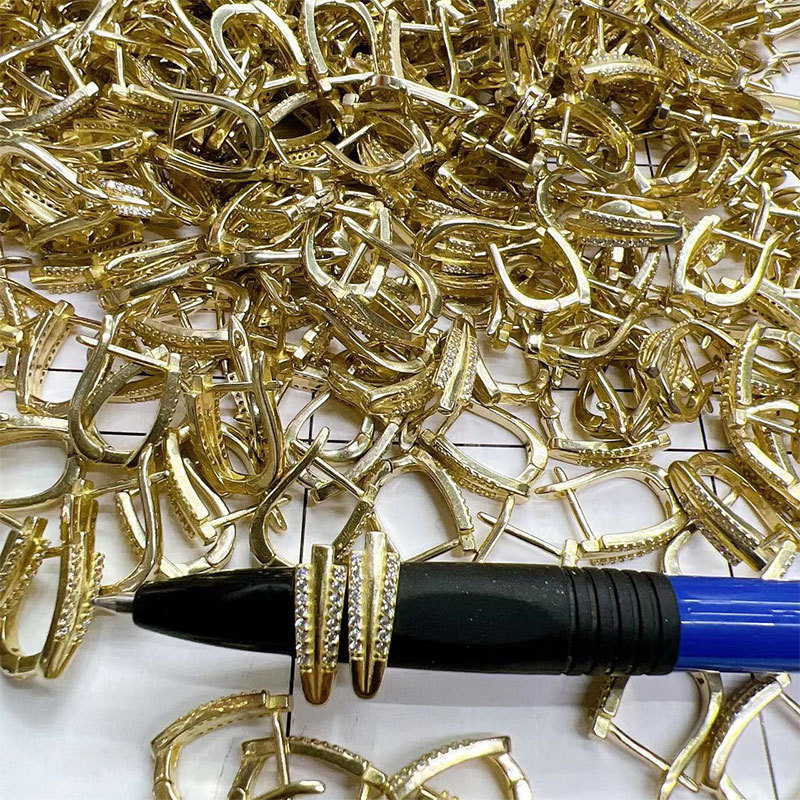 Korean simple U-shaped style micro-inlaid earring copper roughcast original accessory zircon earrings for women DIY micro-inlaid earrings pic 2