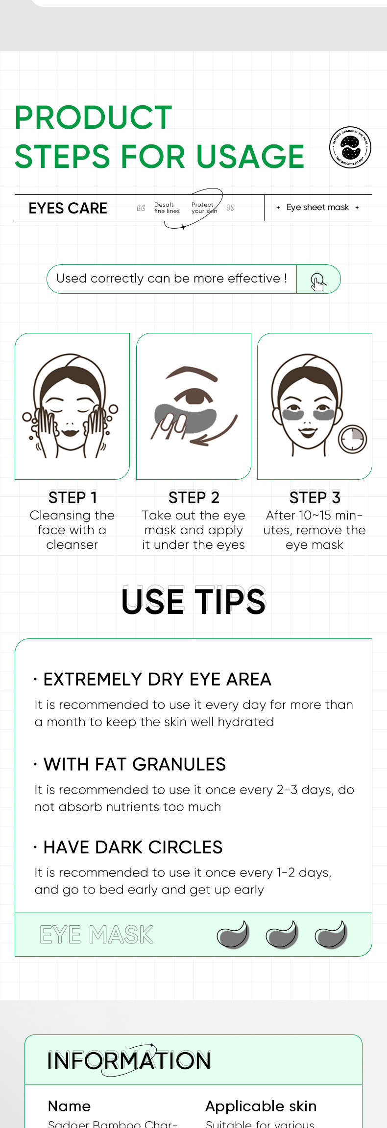 All-english starry sky eye mask box set SADOER Bamboo Charcoal rose Moisturizing and improving dark circles cross-border export wholesale pic 11