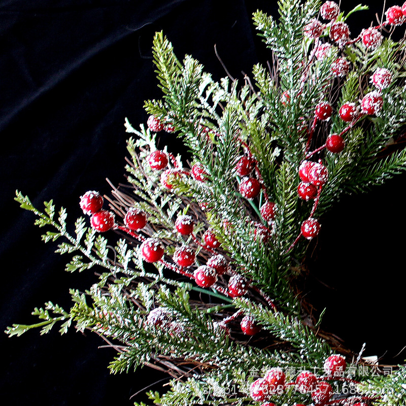 Desheng Thanksgiving Decoration Cross-border e-commerce Amazon Red Fruit, Snow, Frost, snow Powder Flower Wreath Christmas decoration pic 17