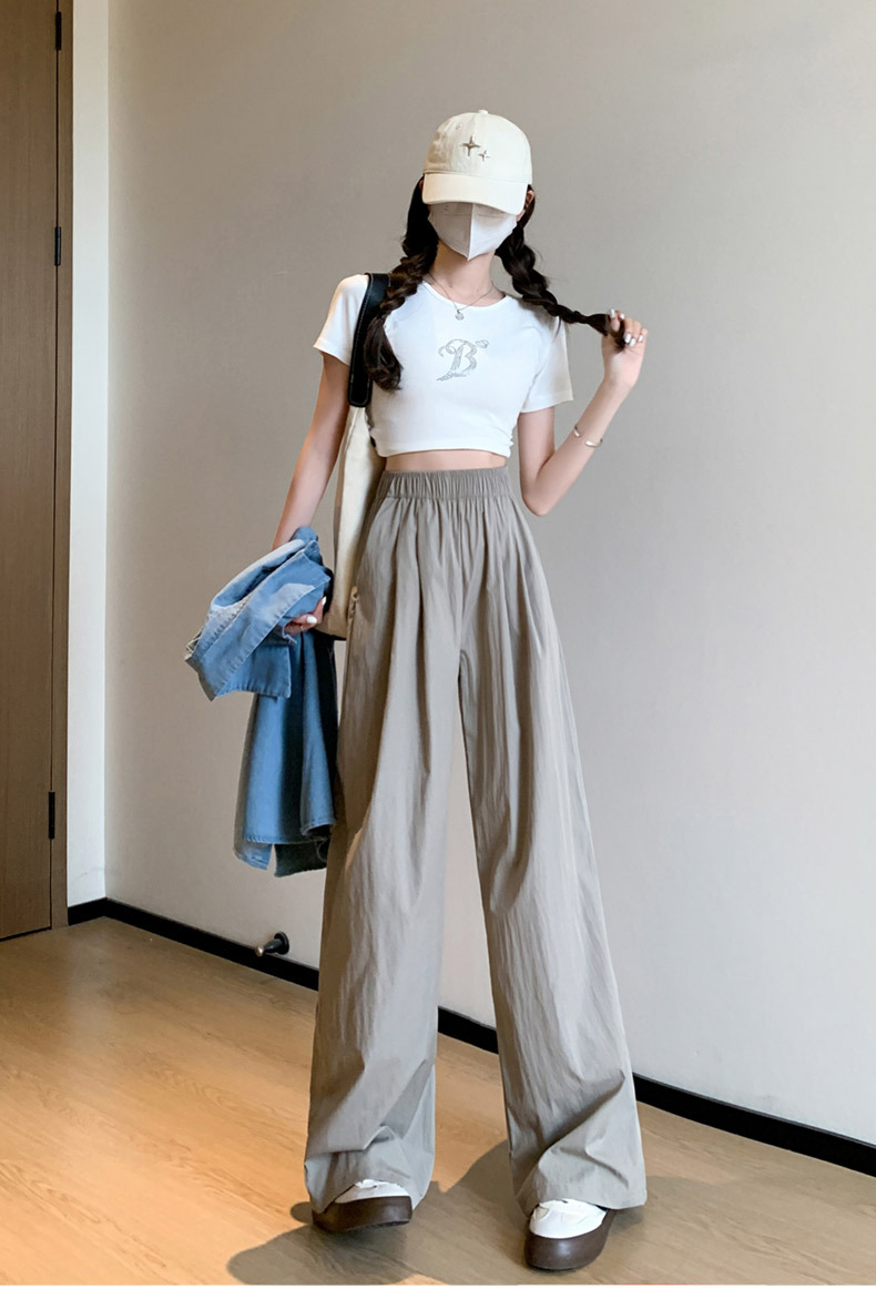 Ice silk wide-leg pants for women in summer, thin, high-waisted, straight-leg, pleated cotton and linen casual pants, cool and laid-back Yamamoto pants pic 30