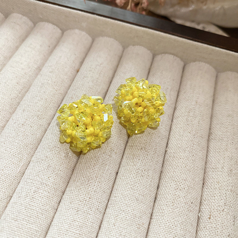 Silver needle yellow flower tassel stud earrings, super fairy-like spring and summer sweet earrings, fashionable, light luxury and high-end earrings for women pic 33