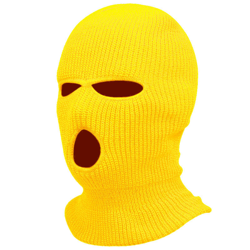 Winter gold coin needle three-hole knitted cap, candy-colored woolen cap, outdoor cycling windproof face mask cap pic 17