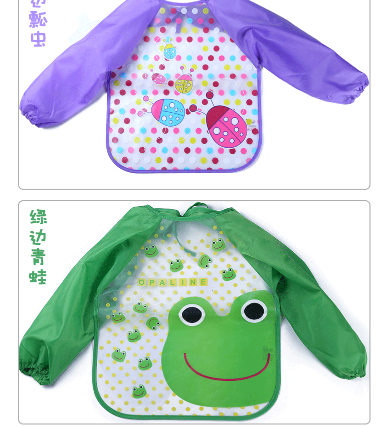 儿童防水罩衣宝宝吃饭长袖围衣EVA反穿衣四季免洗饭兜卡通画画衣详情12