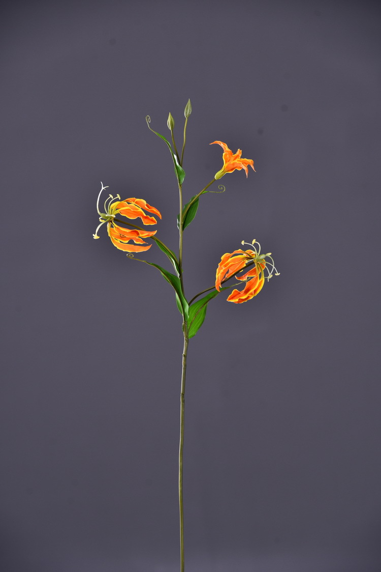 Lanjin artificial Plant Long Branch 3-head Jialan Flame Lily, high-end artificial flower, artificial flower, artificial flame lily, strange lily, home decoration pic 42