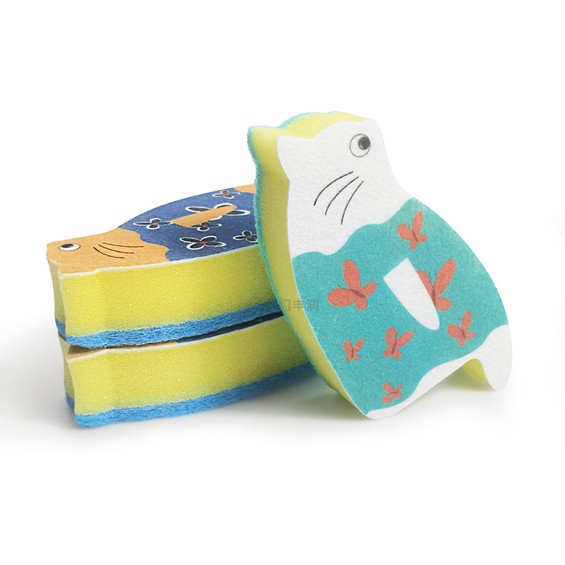 Non-woven fabric printed pattern composite cartoon shape kitchen cleaning sponge, scouring pad block, Christmas dish washing sponge pic 16