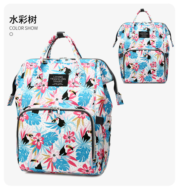 Wholesale of new mom bags, large-capacity waterproof double-shoulder baby bags with baby bottles and diapers, ultra-light mom baby bags pic 32