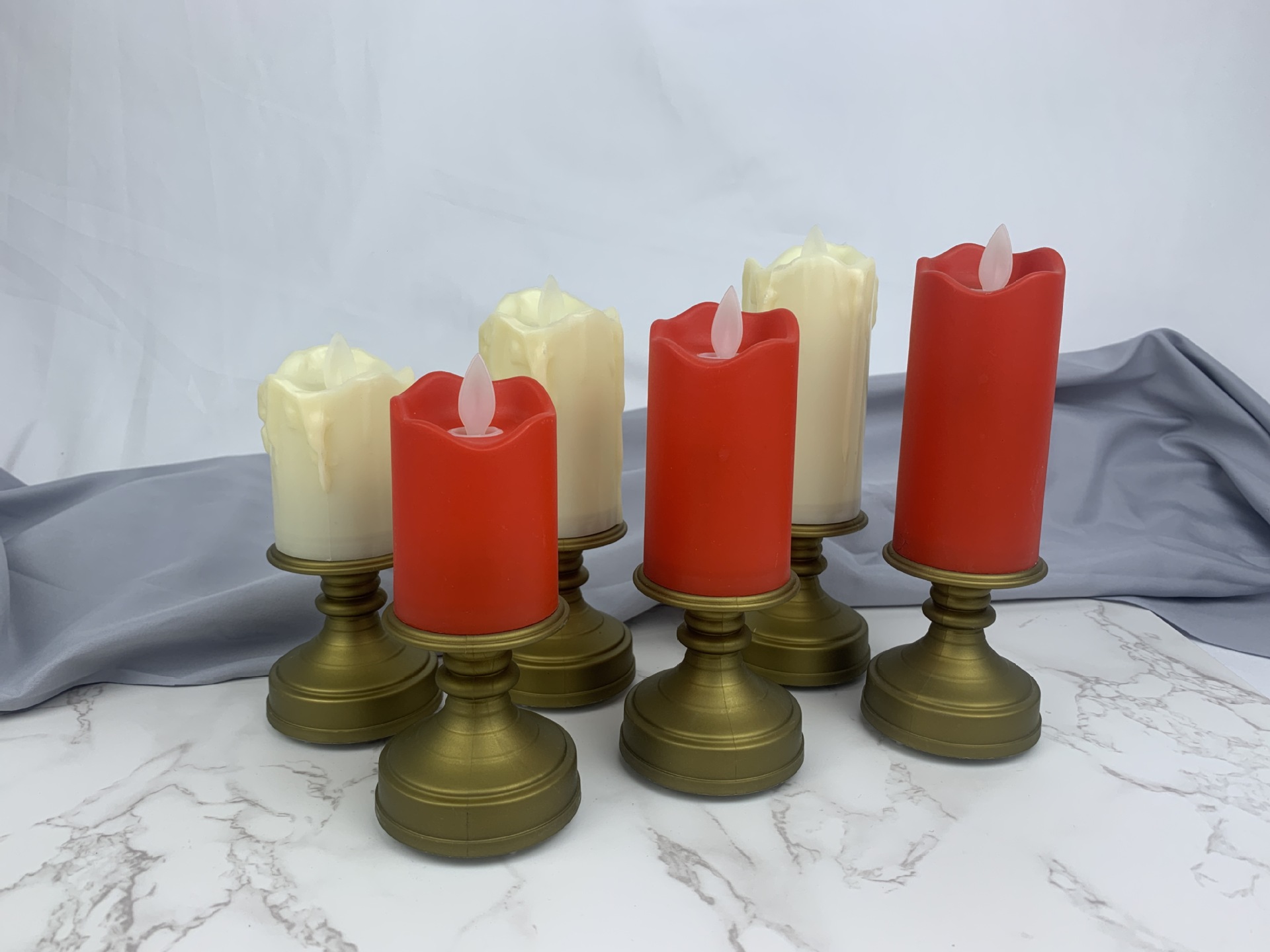 Bronze candlestick base electronic flickering flame candle party light flower, new export style for domestic sales pic 2